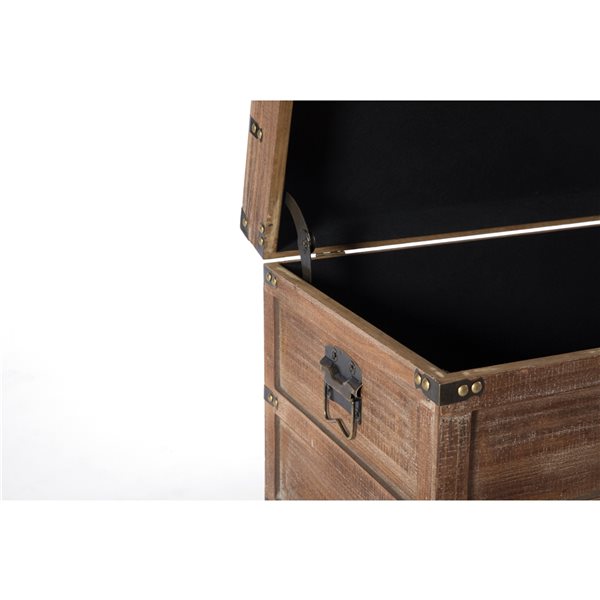 Vintiquewise 27.5-in x 14.25-in Brown Wood Storage Trunk