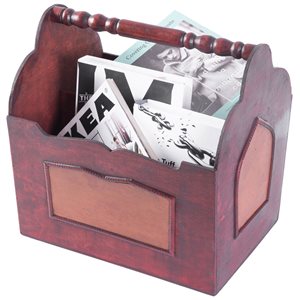 Vintiquewise 13-in x 13-in x 9.5-in Brown Wood Magazine Rack