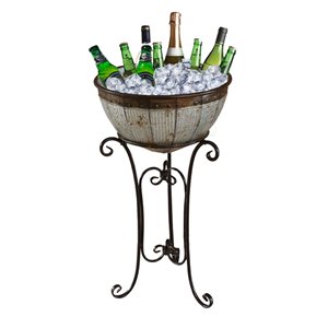 Vintiquewise Galvanized Metal Beverage Cooler with Stand