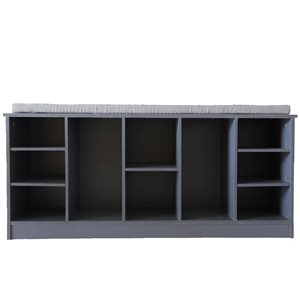 Banc de rangement pour chaussures en bois gris de 47,25 po x 12 po x 22 po par Basicwise, 10 paires