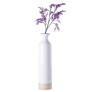 Uniquewise Glossy White Bamboo Large Floor Vase