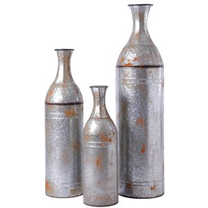 Vintiquewise Rustic Farmhouse Galvanized Metal Floor Vase - Set of 3