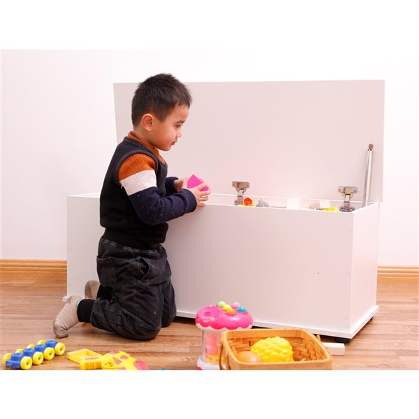 Coffre à jouets rectangulaire en bois blanc par Basicwise QI003458