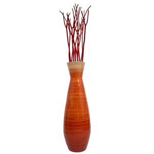 Uniquewise Classic Bamboo Floor Vase Handmade - Red