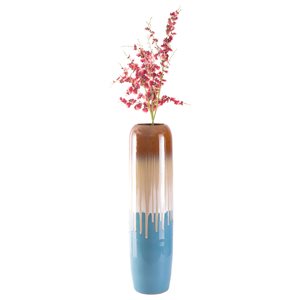 Uniquewise Cylinder Tricolor Hand-Painted Ceramic Floor Vase