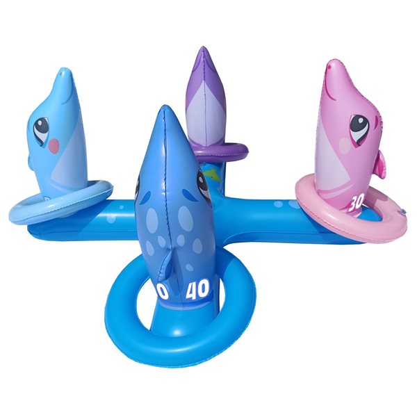 Jeu du lancer d'anneaux gonflable Splash Buddies en forme de dauphin