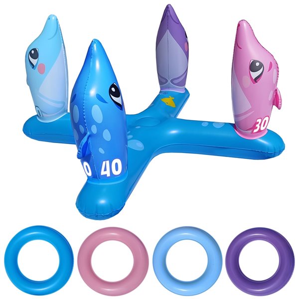 Jeu du lancer d'anneaux gonflable Splash Buddies en forme de dauphin