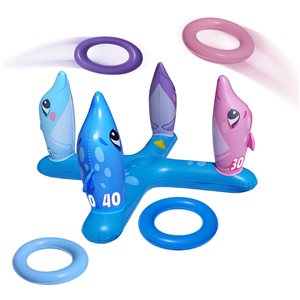 Jeu du lancer d'anneaux gonflable Splash Buddies en forme de dauphin