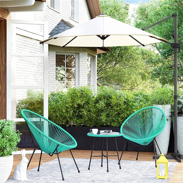 SONGMICS Acapulco Steel Frame Green Patio Conversation Set - 3-Piece