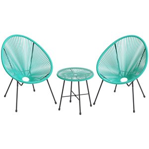 Ensemble de mobilier extérieur vert Acapulco de SONGMICS avec cadre en acier, 3 pièces