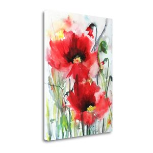 Tangletown Fine Art Frameless 24-in x 32-in "Red Poppies" by Karin Johannesson Canvas Print