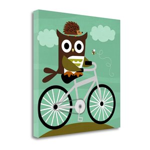 Tangletown Fine Art "Owl and Hedgehog on Bicycle" by Nancy Lee 24-in H x 24-in W Canvas Print