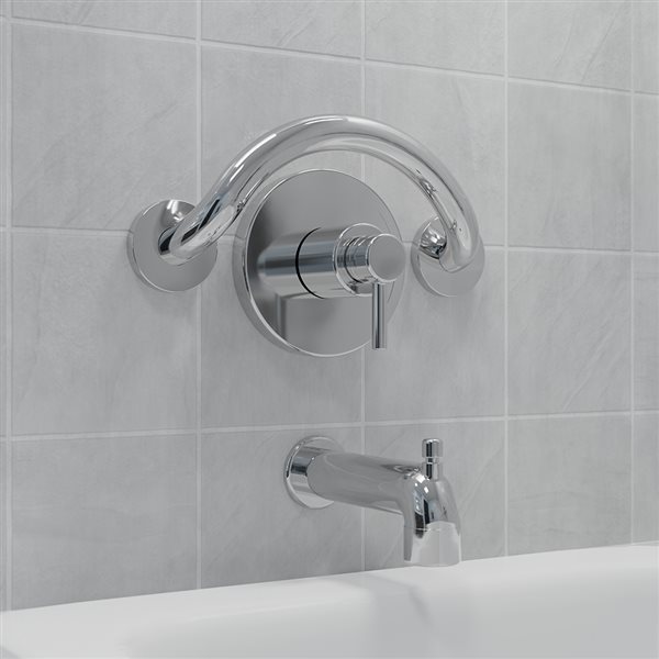 Healthcraft Products Crescent Plus Series 7.5-in Polished Chrome Wall Mount Grab Bar - ADA Compliant