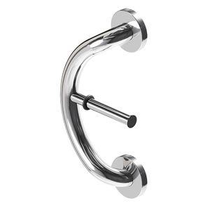 Healthcraft Products Plus Series 7.75-in Polished Chrome Wall Mount Grab Bar with Toilet Paper Holder - ADA Compliant