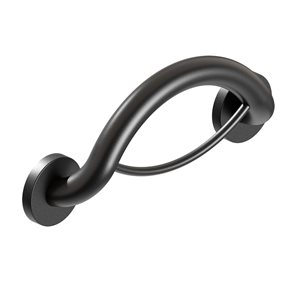 Healthcraft Products Plus Series 7.75-in Matte Black Wall Mount Grab Bar with Towel Ring - ADA Compliant