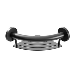 Healthcraft Products Plus Series 4.75-in Matte Black Wall Mount Grab Bar with Corner Shelf - ADA Compliant