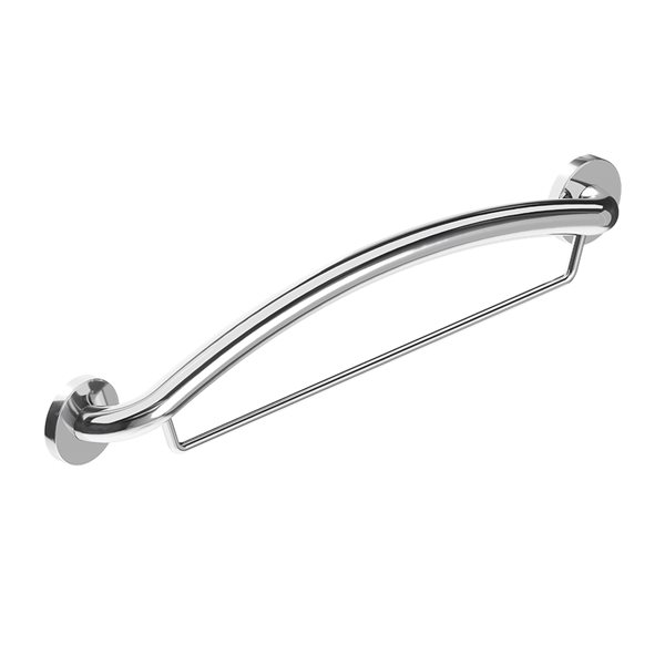 HEALTHCRAFT Plus Series 13.75-in Polished Chrome Wall Mount Grab Bar with Towel Bar - ADA Compliant