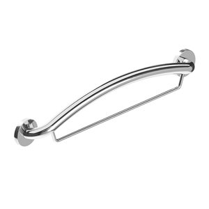 Healthcraft Products Plus Series 13.75-in Polished Chrome Wall Mount Grab Bar with Towel Bar - ADA Compliant