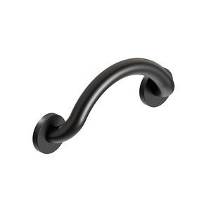 Healthcraft Products Crescent Plus Series 7.5-in Matte Black Wall Mount Grab Bar - ADA Compliant