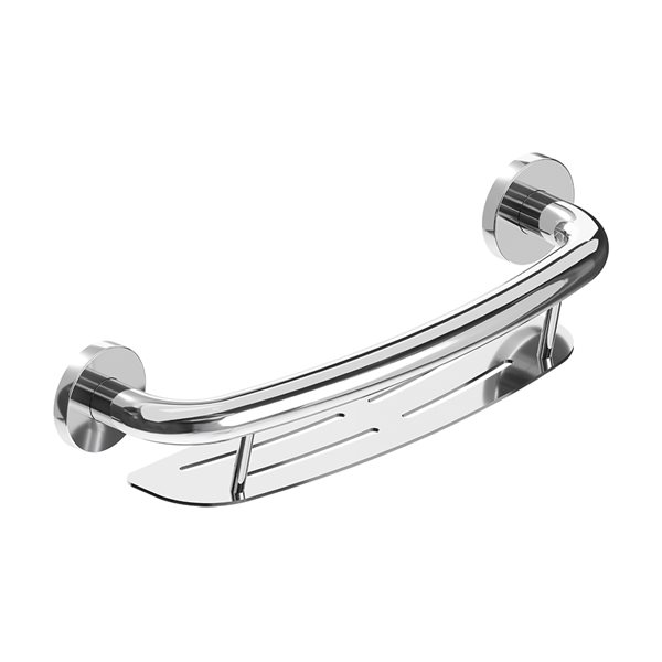 Healthcraft Products Plus Series 9.75-in Polished Chrome Wall Mount Grab Bar with Shelf - ADA Compliant