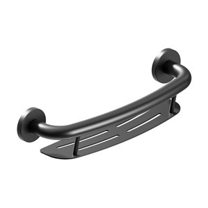 Healthcraft Products Plus Series 9.75-in Matte Black Wall Mount Grab Bar with Shelf - ADA Compliant