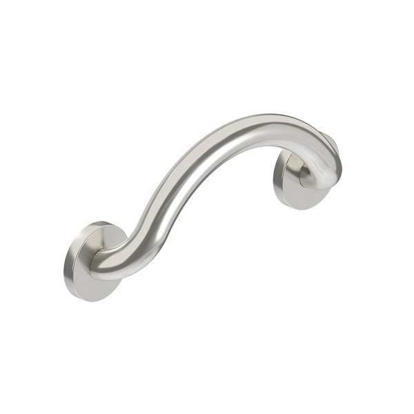 Healthcraft Products Crescent Plus Series 7.5-in Brushed Stainless Steel Wall Mount Grab Bar - ADA Compliant