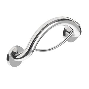 Healthcraft Products Plus Series 7.75-in Polished Chrome Wall Mount Grab Bar with Towel Ring - ADA Compliant