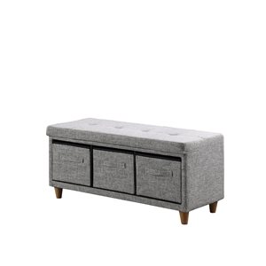 ORE International Appleby Modern Grey Bench with Cubby Storage