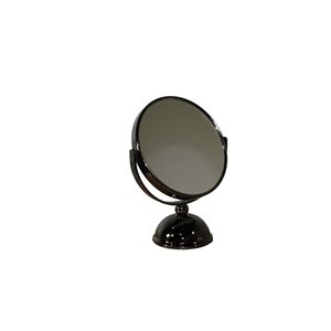 ORE International 6.5-in L x 3.5-in W Round Black Chrome Framed Vanity Mirror