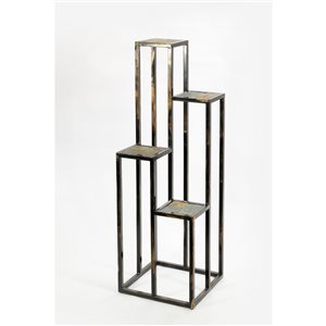 ORE International 48-in 4-Tier Black/Gold Outdoor Novelty Stone Plant Stand