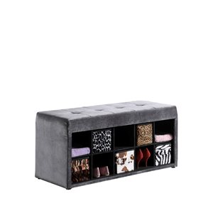 ORE International Devin Modern Dark Grey Bench with Cubby Storage