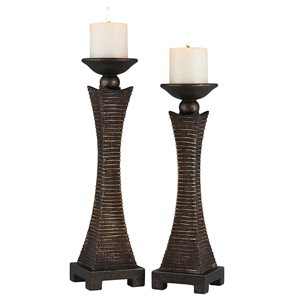 ORE International Kayan Resin Pillar Candle Holder - Set of 2