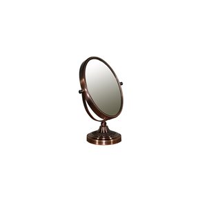 ORE International 8.25-in L x 4.75-in W Framed Round Copper Chrome Vanity Mirror