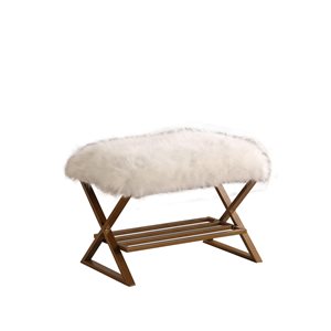 ORE International Kelli Modern White and Gold Bench with Shoe Storage