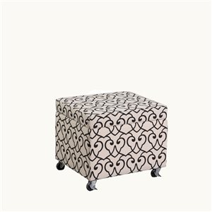 ORE International Modern Beige Faux Leather Square Integrated Storage Ottoman