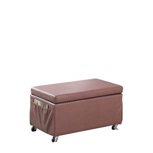 ORE International Modern Brown Faux Leather Rectangle Integrated Storage Ottoman