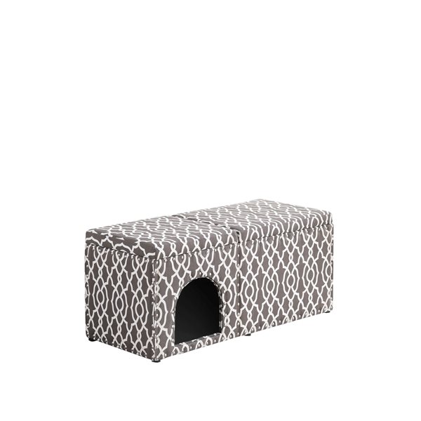 ORE International Cassidy Modern Smoky Grey Bench with Pet House HB4802 ...