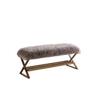 ORE International Hayley Modern Grey and Gold Bench with Shoe Storage