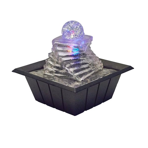 ORE International 7.75-in 1-L Resin Rock Waterfall Indoor Fountain with LED Light