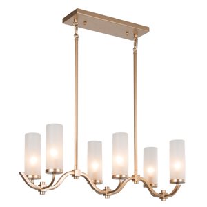 Grand luminaire pour îlot de cuisine moderne/contemporaine en verre opale et or par LNC