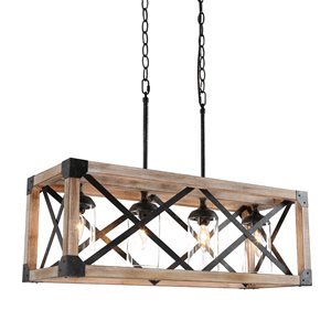 Luminaire DEL noir d'îlot de cuisine en verre bullé au style rustique par LNC