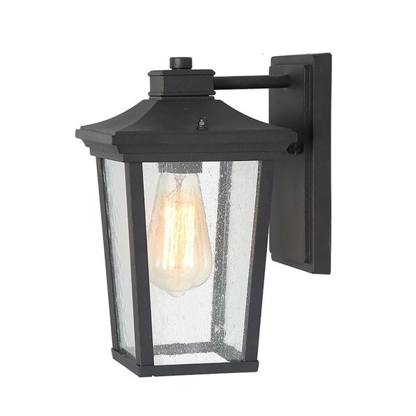 LNC 11-in Black and Seeded Glass Medium Base (E-26) Outdoor Wall Light