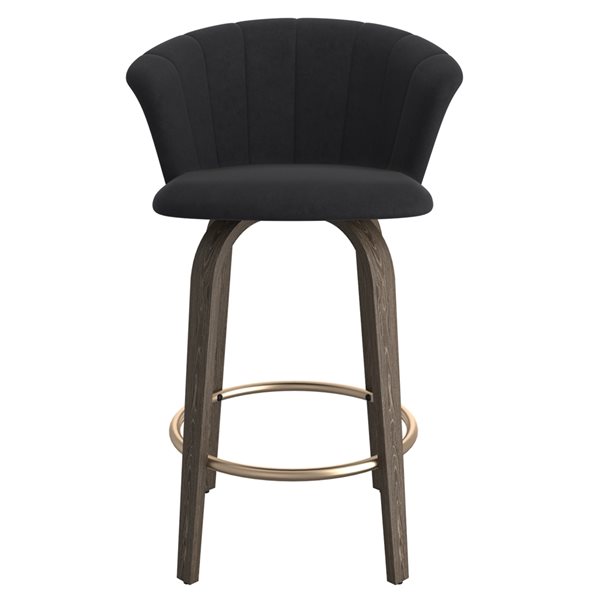 Tabouret de bar à hauteur de comptoir (22 po à 26 po) !nspire noir rembourré et pivotant