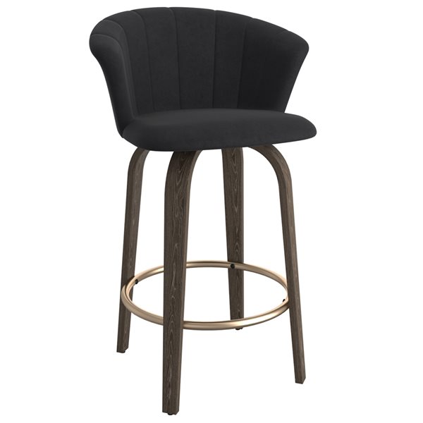 !nspire Black Counter Height (22-in to 26-in) Upholstered Swivel Bar Stool