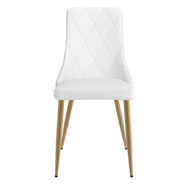 Ens. de chaises d'appoint rembourrées !nspire contemporaines en similicuir blanc avec cadre en métal, 2 pcs