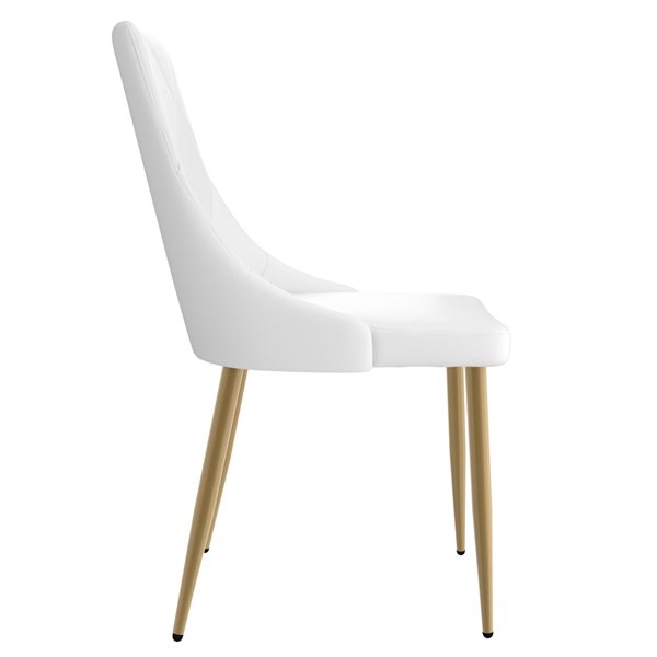 Ens. de chaises d'appoint rembourrées !nspire contemporaines en similicuir blanc avec cadre en métal, 2 pcs