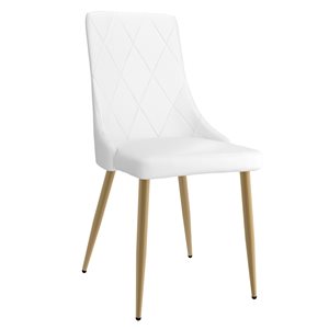 Ens. de chaises d'appoint rembourrées !nspire contemporaines en similicuir blanc avec cadre en métal, 2 pcs