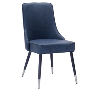 Ensemble de chaises d'appoint rembourrées !nspire contemporaines en similicuir bleu antique avec cadre en métal, 2 pièces