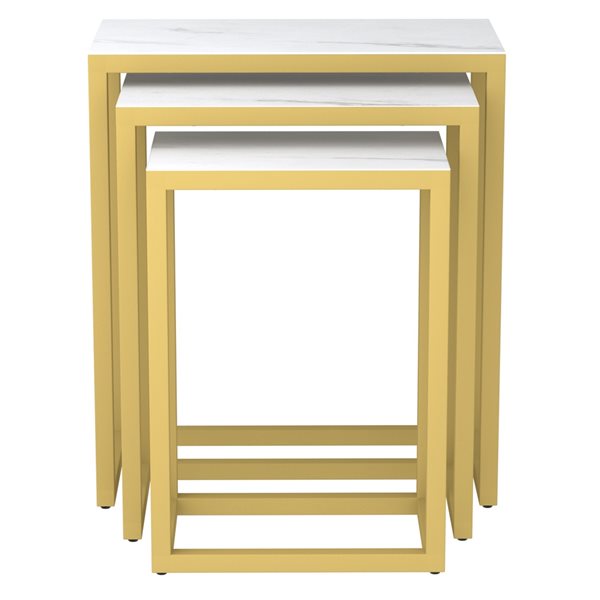 WHI Antique Gold Composite Rectangular End Table Set - 3-Piece