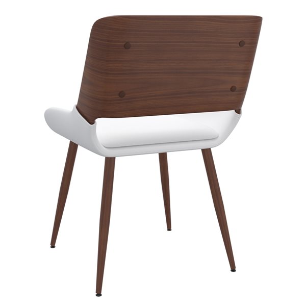 !nspire Contemporary White Faux Leather Upholstered Side Chair with Wood Frame